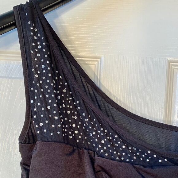BLACK ONE SHOULDER w RHINESTONES Size 5 NWT - Picture 3 of 5